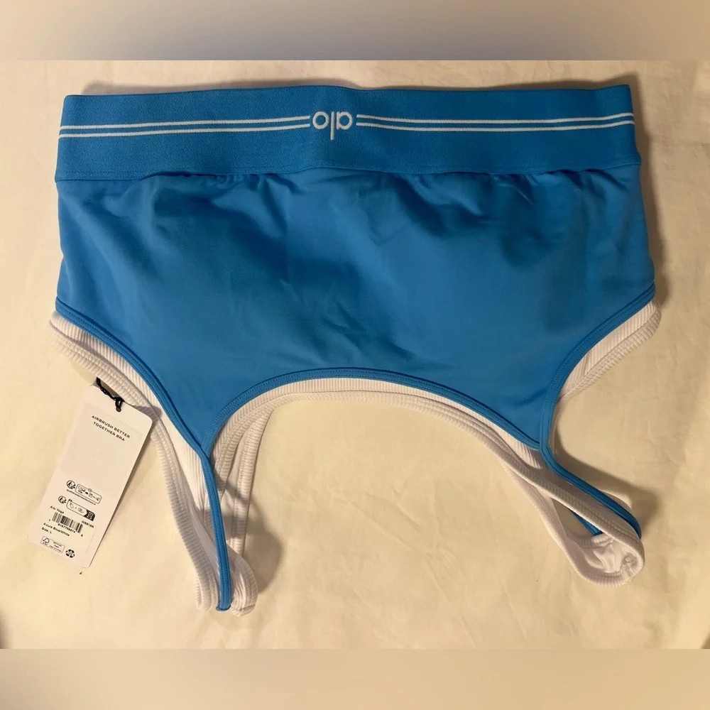 ALO Yoga Blue Better Together Sports Bra with Matching Crew Socks